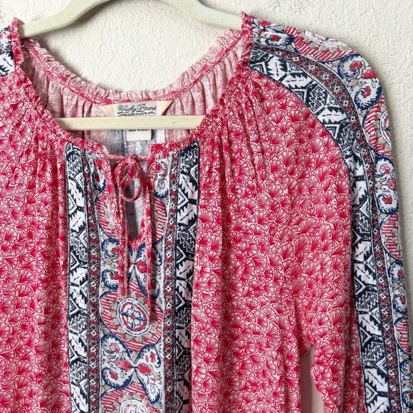 Lucky Brand Boho Print Peasant Top - Picture 3 of 9